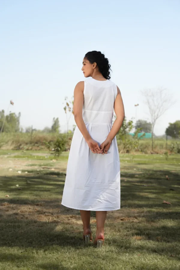 seaside serenity embroidered cotton midi dress